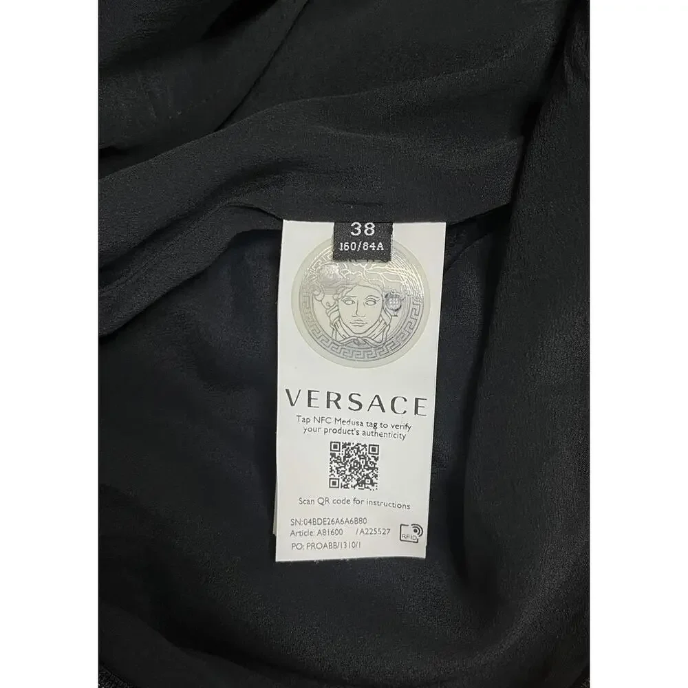 Versace Medusa Stud Sleeve Mini Dress Black Size 38 - Picture 8 of 9